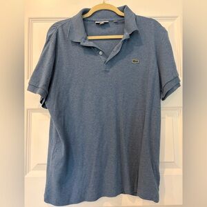 Lacoste Men’s Polo Shirt Heathered Blue Crocodile Logo Short Sleeve XL
